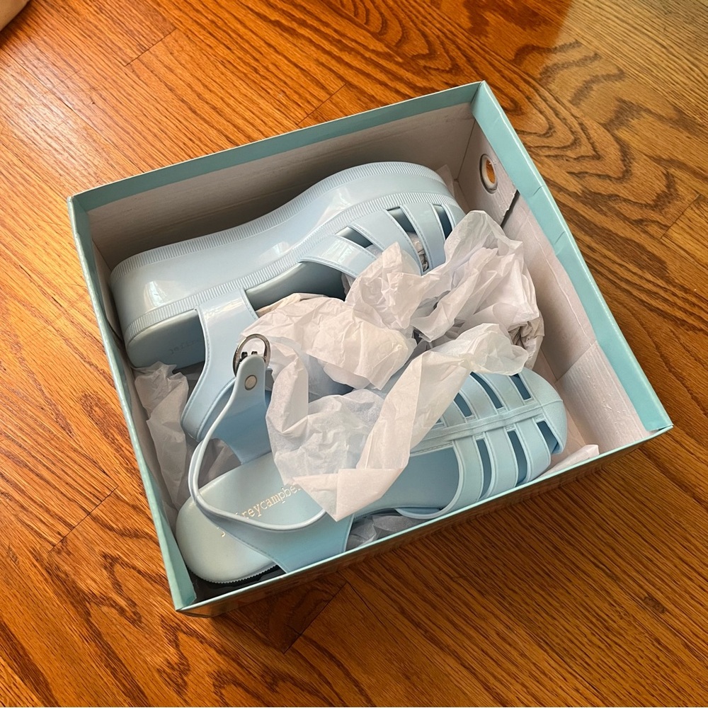 Jeffrey Campbell Play Candied Baby Blue Platform Jelly Sandal sz 6